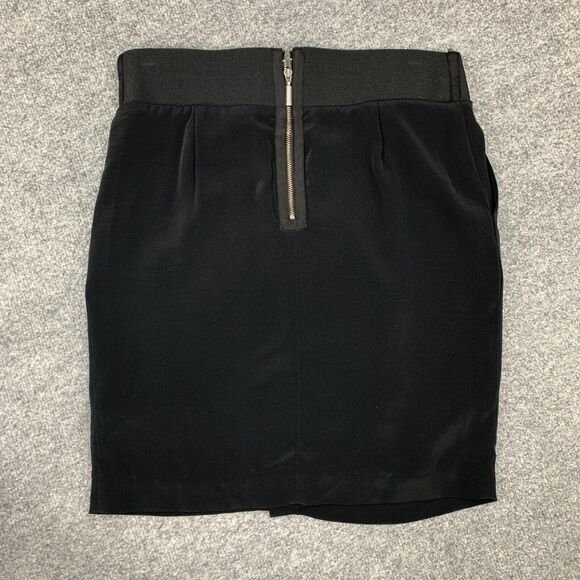 Club Monaco Faux Wrap Tulip Skirt Womens 4 Back Zip Lined Pleated Stretch Band - Picture 8 of 13